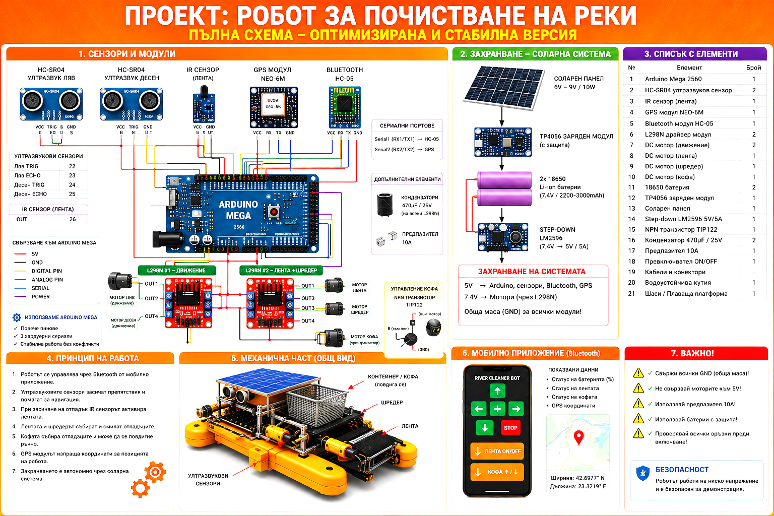 Пълна електронна схема на робота